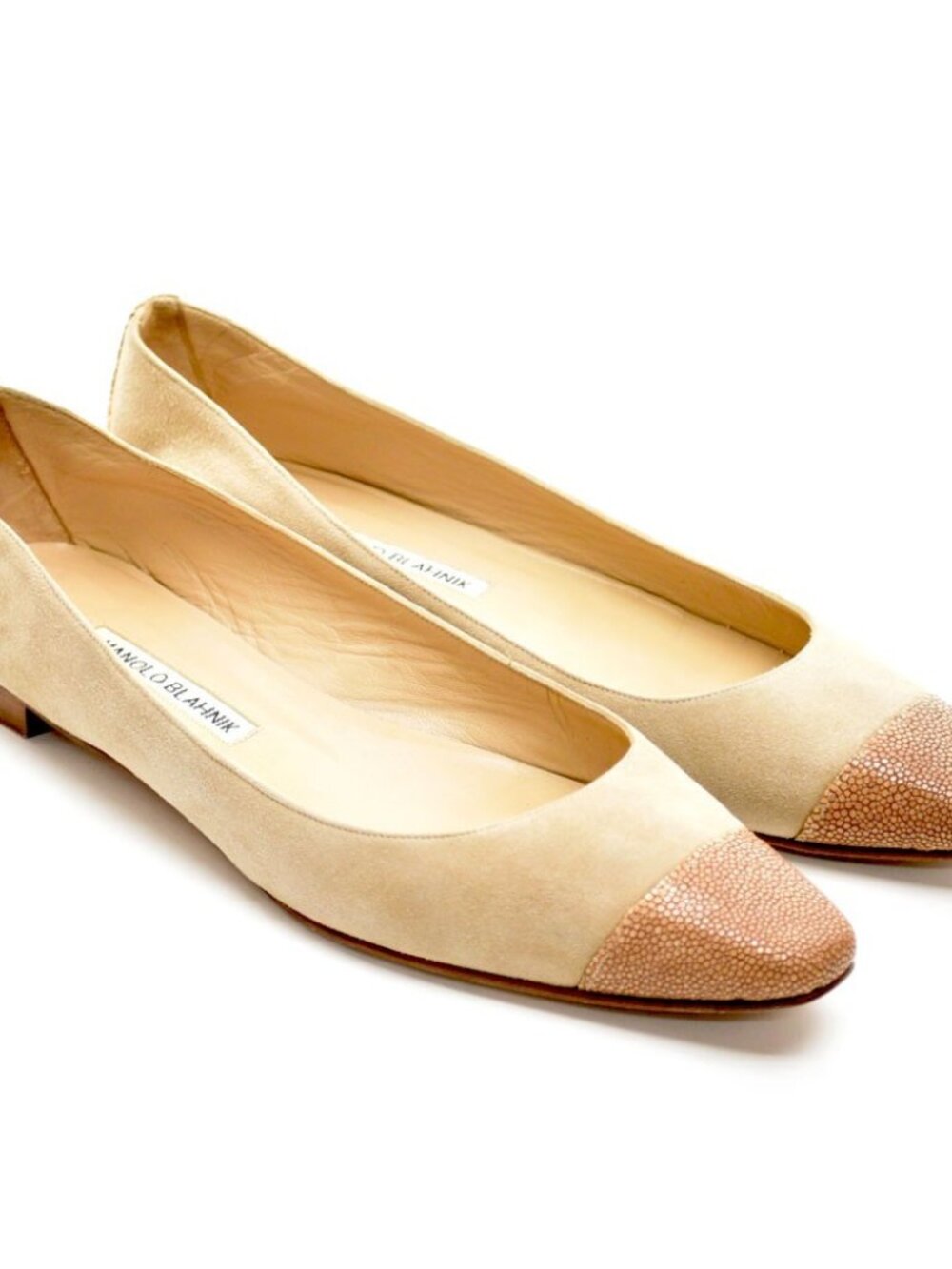 Manolo Blahnik Lee Stingray Cap Toe Ballet Flats 40